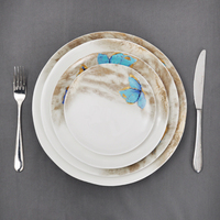 Vaisselle de luxe en céramique, porcelaine avec motif papillon, service de vaisselle d'hôtel pour restaurants
