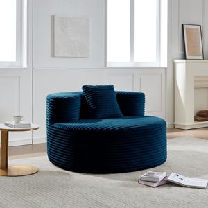 Sillón Individual Moderno de Franela Comprimida, Tapizado, Resistente, Modular, para Villa o Apartamento, sin Brazos, Color Azul - Product Image 1