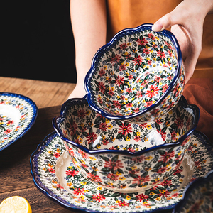 Juego de platos y cuencos Dim Sum esmaltados con margaritas bohemias Retro polacas, ensaladera de porcelana de cerámica, juego de <span class=keywords><strong>cena</strong></span> <span class=keywords><strong>para</strong></span> hornear - Product Image 4