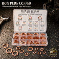 280pcs Brass Sealing Gasket Washer Kit Assortment-Plain Finish 8mm ID M6 Screw Size for Heavy Industry Automotive Use (XZW