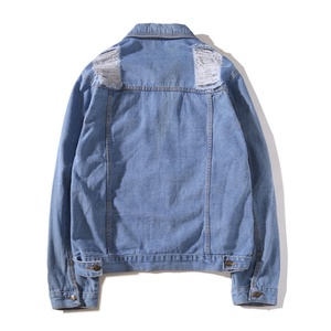 Vente en gros de vestes en jean déchirées pour femmes, style basique, vintage, à manches longues, coupe bomber, décontractées - Product Image 4