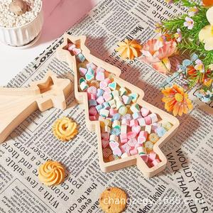 Bandeja de madera maciza para aperitivos con forma irregular, bandeja decorativa para frutas y dulces para exhibir en la mesa navideña - Product Image 4