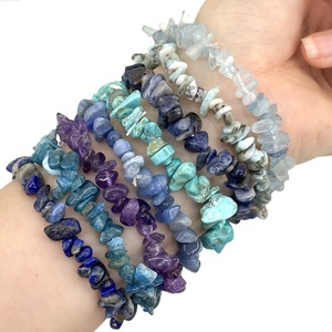 Pulseira de cristal azul natural, 19cm, bracelete de pedra elástica, joia unissex para presente - Product Image 1