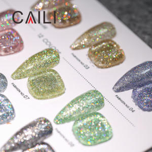 Caili 12 colores láser brillo reflectante Gel polaco estrella brillante holográfico UV Gel para DIY Nail Art Salon - Product Image 3