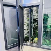 Columpio de ventanas abatibles de aluminio de doble vidrio moderno, columpio aislado resistente a huracanes de impacto insonorizado de acero inoxidable