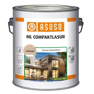 Fabriqué en Allemagne, peinture pour bois extérieure imperméable Asuso Brand ML Compakt Glaze S01-Blanc 2,5L, vernis résistant aux UV - Product Image 1