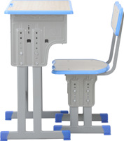 Ensemble de chaise et de bureau d'école simple/double pour les élèves du primaire et du secondaire, bureau d'étude en métal réglable en hauteur avec un design moderne