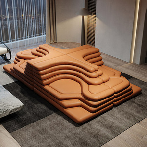 Nouveau design de canapé <span class=keywords><strong>italien</strong></span> modulaire en cuir au sol, canapé d'angle moderne, lit, meubles de salon sectionnels de luxe pour la maison - Product Image 3