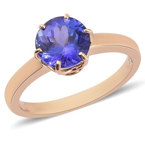 Bague de mariage classique pour femme en or jaune 18 carats avec tanzanite naturelle ronde taille solitaire de 2,20 carats - Product Image 1