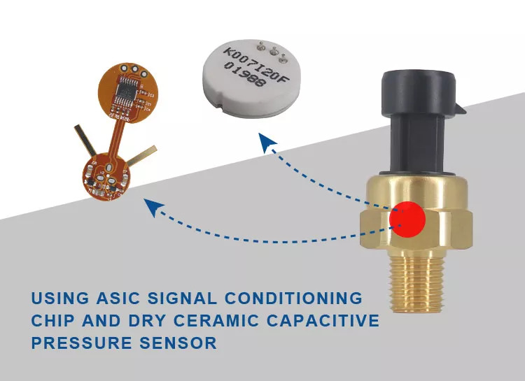 sensor de cobre amarillo de la presión de 0.5-4.5V G1/4 1/4NPT para el compresor de HVAC/Air