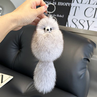 En gros, porte-clés pendentif pour téléphone portable en peluche de renard en fourrure, 20 cm, petit, mignon, rose, noir, rouge, gris, blanc, avec queue