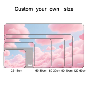 Custom Logo XXL Cute Anime <b>Pink</b> Cloud Mouse Pad Beautiful <b>Pink</b> <b>Desk</b> Mat with Stitching Edge Rubber Base for Female Girl Office - Product Image 2