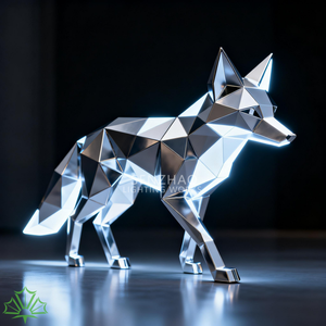 Escultura de zorro de acero inoxidable moderno pulido a espejo geométrico personalizado Senzhao - Product Image 3