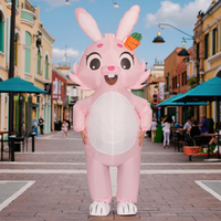 Costume de mascotte de lapin de Pâques gonflable avec ventilateur, matériau Nelon, hauteur de 2 m pour adultes unisexes, fêtes de carnaval