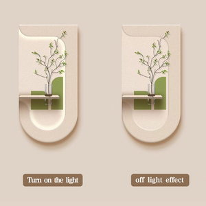<span class=keywords><strong>Vase</strong></span> moderne 3D en grès avec lumières LED, peinture murale artistique <span class=keywords><strong>de</strong></span> plantes vertes, design tridimensionnel – Meilleures ventes - Product Image 3