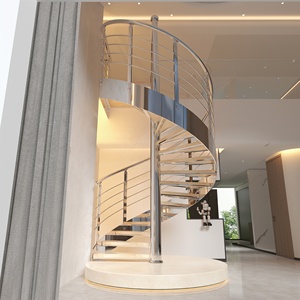 Escalera Moderna para Ático, Escalera de Diseño para Segundo Piso, Escalera Personalizada de Madera en Espiral sobre Monorraíl - Product Image 2