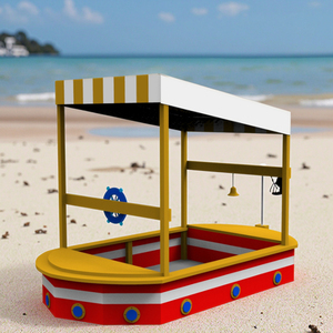 بيت لعب رملي خشبي للحديقة بهيكل وألعاب خارجية أخرى مع غطاء ومجموعة لعب للأطفال - Product Image 4