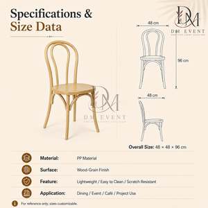 Chaise de mariage classique en bois courbé, chaise de salle à manger en bois pour restaurants, événements, banquets, locations événementielles et vente en gros - Product Image 2