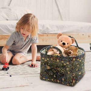 Panier de rangement domestique en coton pour articles divers, boîte organisatrice, sac de rangement pliable et portable pour jouets et maquillage - Product Image 1