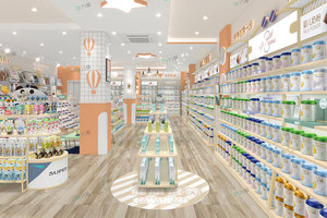 09-HLNJS001-B ชั้นวางสินค้าตกแต่งร้านค้าสไตล์ครีมเกาหลี สำหรับ<span class=keywords><strong>ร้าน</strong></span>ค้าแม่และเด็ก ออกแบบตกแต่งภายในร้านค้าเด็ก - Product Image 6