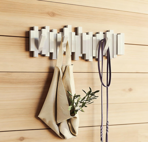 Porte-manteau <span class=keywords><strong>mural</strong></span> 4 crochets en bois, crochets muraux pliables style touches de piano pour entrée et chambre - Product Image 3