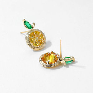 Roche OEM <span class=keywords><strong>Citron</strong></span> Cristal Tranches De <span class=keywords><strong>Citron</strong></span> Fruit Boucles D'oreilles Femmes - Product Image 4