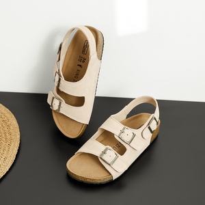 Birkenth sandali da <span class=keywords><strong>donna</strong></span> in vera pelle romana in stile coreano scarpe da spiaggia con plateau in sughero Sole spessa chiusura Slip-On estate - Product Image 6