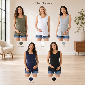 Canotta <span class=keywords><strong>Premaman</strong></span> Senza Maniche per Allattamento, Maglietta Sovrapposta per Donne in Gravidanza - Product Image 4