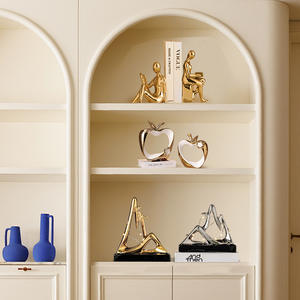 Keramik Galvanik Gold und Silber Mountain Desktop Ornamente mit Lichtern Luxus High-End Wohnzimmer Weins chrank - Product Image 2