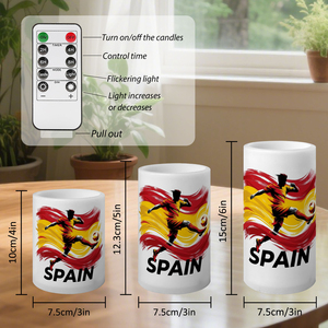 Velas LED Ecológicas sin Llama para Fiestas de Aficionados al Fútbol de España, Set de 3 Piezas, Temática 2026 Personalizada, Luces Decorativas - Product Image 6