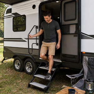 HOMFUL 37" Main courante extensible en aluminium pour camping-car, pliable et verrouillable, poignée de porte de caravane, rail d'assistance à l'entrée pour camping-car - Product Image 6
