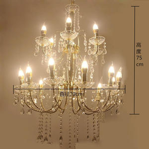 Lustre de luxe en cristal brillant pour hall d'hôtel, grand lustre <span class=keywords><strong>Empire</strong></span>, éclairage de mariage en cristal doré pour villa - Product Image 4