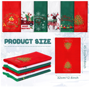 Nouvelle décoration de Noël brodé essuie-mains Père Noël Renne Bonhomme de neige Arbre de Noël Serviettes à vaisselle Serviettes de bain en tissu - Product Image 2