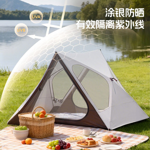 Quick Open Triangular Camping <b>Tent</b> 220x160x150cm 4-5 Person <b>Large</b> Space Outdoor Portable Sunshade Rainproof Single Layer - Product Image 3
