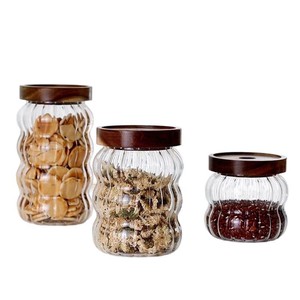 Bouteilles et bocaux de stockage en <span class=keywords><strong>verre</strong></span> borosilicate de haute qualité pour la cuisine, écologiques, avec couvercle sûr, transparents, pour épices, grains de café et thé, hermétiques - Product Image 1