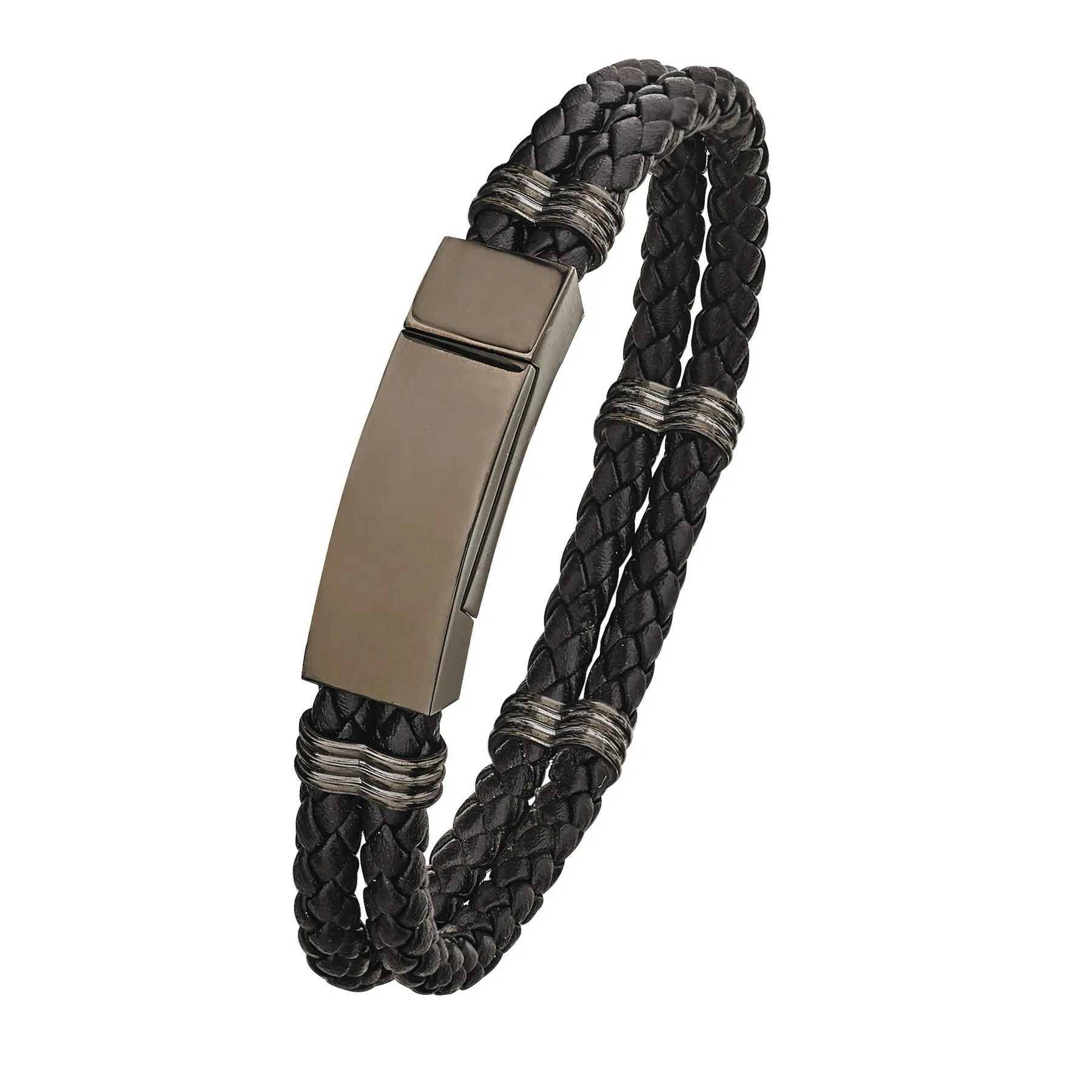 Exclusive Hot Selling Fancy Leather and Stainless Steel Made Buckle Gift Bracelet for Men's at Reliable Market Price