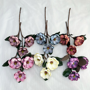 Artificial Silk <strong>Magnolia</strong> Flower Arrangement Handmade Home Wedding Decoration for Living Room Dining <strong>Table</strong> - Product Image 2