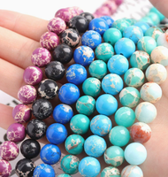Perles rondes en pierre de turquoise rouge impériale synthétique en vrac de 6/8/10 mm pour la fabrication de bijoux et bracelets DIY