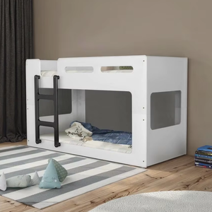 <span class=keywords><strong>Litera</strong></span> de madera maciza blanca moderna y divertida para niños, muebles para el hogar de estilo de cabina individual y doble de 3 pies para dormitorio - Product Image 1