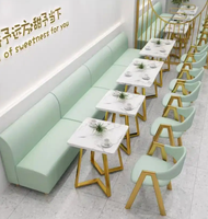 Ensemble de meubles sur mesure pour café, restaurant, salon de thé : canapé, banquette, chaise et table en marbre