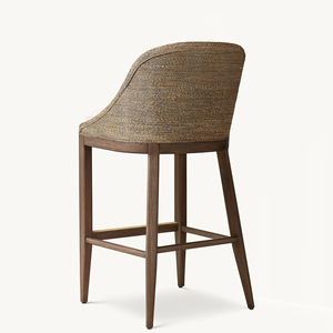 Silla de Comedor de Madera Maciza y Mimbre Tejido a Mano, Elegancia Moderna, Taburetes de Bar de Alta Calidad, Lujo - Product Image 2