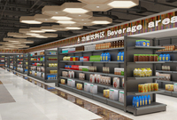 Équipement de supermarché pratique à prix abordable, conception de mini-supermarché, gondole de vente au détail