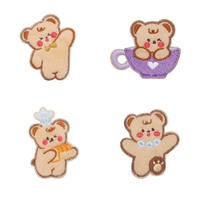 Patch Chenille Beruang Lucu, Bordir Hewan Kawaii, Lencana Beruang Kartun Sedang Membaca, Memasak, Aplikasi Setrika untuk Dekorasi Tas Anak