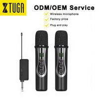 Microphone dynamique sans fil Xtuga E-109 2,4 GHz avec récepteur 3,5 mm, léger, portable, pour karaoké, lumière LED, portée 20 m, intégré, garantie 1 an