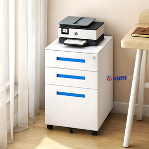 Meuble de rangement <span class=keywords><strong>mobile</strong></span> en acier à tiroirs profonds, armoire de classement métallique sous bureau avec barres de suspension réglables pour le rangement de <span class=keywords><strong>dossiers</strong></span> A4 - Product Image 4