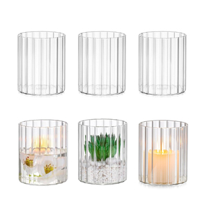 Set di 6 Piccoli Vasi <span class=keywords><strong>in</strong></span> Vetro Scanalato per <span class=keywords><strong>Fiori</strong></span>, Contenitori <span class=keywords><strong>in</strong></span> Vetro Trasparente per Matrimoni, Natale e Decorazioni per la Casa - Product Image 1