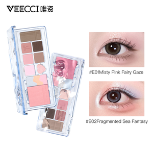 Veecci – Kit de fards à paupières et illuminateurs multifonctionnels 5 couleurs, poudre scintillante métallique lumineuse pour les yeux et les joues - Product Image 1