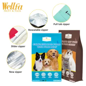 Bolsa de plástico con estampado personalizado para comida de perros, 15kg, 20kg, 50kg, fuelle lateral de aluminio, plástico compuesto, embalaje seco