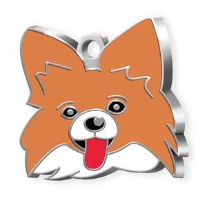 Placa de Identificación para Perro Papillon, Color Fawn, Esmaltada, Etiqueta de Identificación para Mascotas - Product Image 1