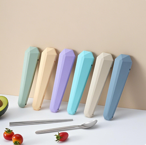 Tùy Chỉnh Xách Tay Sinh Viên Flatware Set Thép Không Gỉ Silicone Với Nhựa Xử Lý Mới Ba-Mảnh Dao Muỗng Nĩa Đũa - Product Image 1